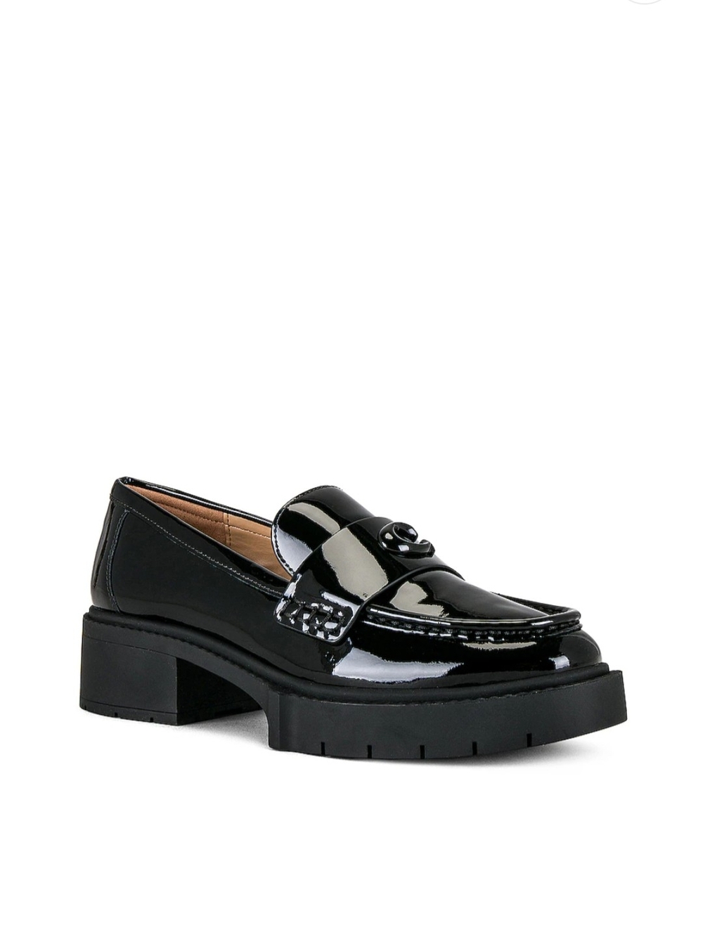 Coach Black Patent Chunky Platform Loafer - Women